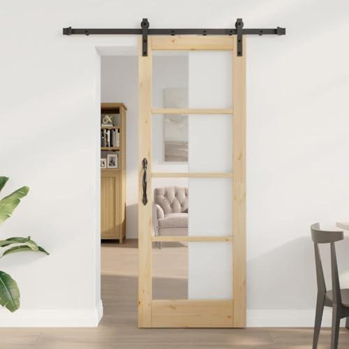Porta scorrevole in legno di pino naturale, 73,5 x 198,5 cm