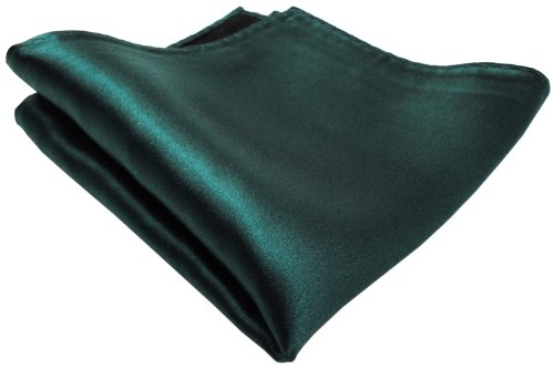 TigerTie gewebtes Designer Satin Seideneinstecktuch in dunkelgrün Uni einfarbig - Pochette 30 x 30 cm - Einstecktuch 100% reine Seide