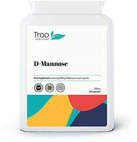 Troo Health Care Troo D Mannose 90 Capsules 500mg Supplement | Daily Vegan Friendly Supplement for Men and Women - Letterbox Friendly Recyclable Packaging -UK Manufactured to GMP Standards