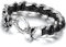 Flongo Edelstahl Leder Armband Link Handgelenk Schwarz Silber Totenkopf Schädel Biker Punk Rock Herren