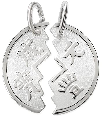 CLEVER SCHMUCK Silberne Freundschaftsanhänger als geteilte Münze Ø 18 mm Tai Pan matt und glänzend STERLING SILBER 925