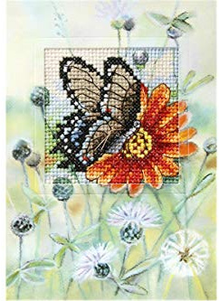 Orchidea Butterfly and Wildflowers Card Cross Stitch Kit