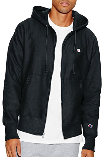 Champion Herren Reverse Weave Kapuzenpullover mit durchgehendem Reißverschluss Sweatshirt, Black-y06145, X-Large