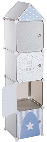Atmosphera - Kinder Aufbewahrungsboxen Colonne - grau und blau 34 × 139 cm - Grau