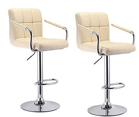WeFun Barhocker höhenverstellbar mit lehne,Barstuhl 2er Set,Barhocker für küche (Beige)