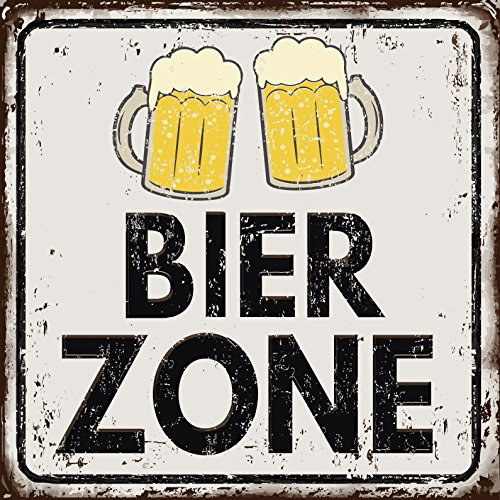 homeBLOCKrocks Kühlschrankmagnet Bier Zone Kneipen-Magnet Blechschild Look aus PLEXIGLAS® 9 x 9 cm