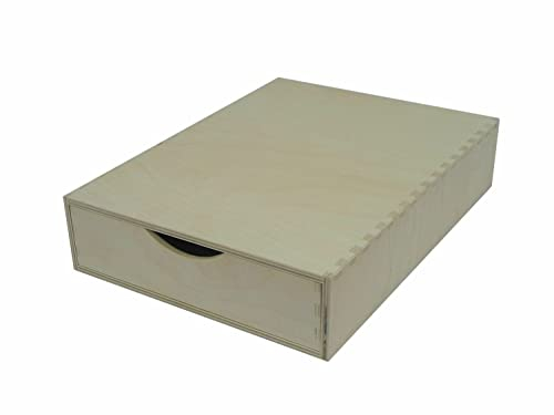Einzelne Holzschublade – Schreibtischaufbewahrung, A4, Basteln, Decoupage, unlackiert, lang