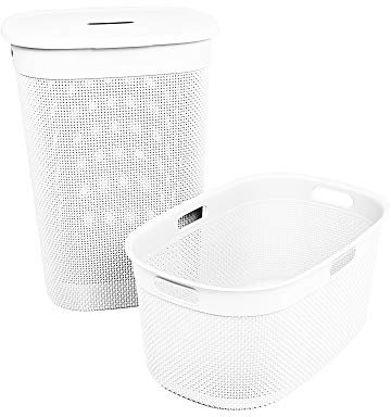 Ondis24 Set Filo Wäschekorb 45 Liter + Wäschetruhe 55 Liter (weiß)