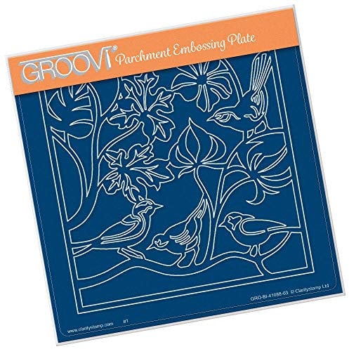 Clarity Stamps Quadratischer Teller mit Vogelmotiv, A5
