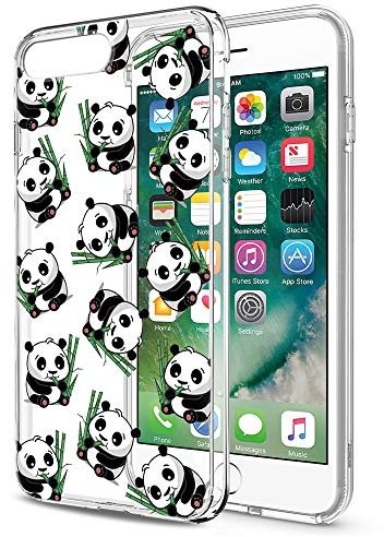 Yoedge für iPhone SE 2022/SE 2020/8 Hülle, [Slim Stoßfest] TPU Silikon Schutzhülle Dünn Transparent mit Muster Motiv Handyhülle Durchsichtige Case Cover für Apple iPhone 7 (Panda Bambus)