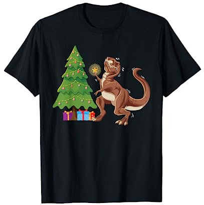 Funny T-Rex Christmas Tree Topper Dinosaur Lover Costume T-Shirt