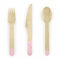 PartyDeco 18 Couverts Roses Pastel en Bois