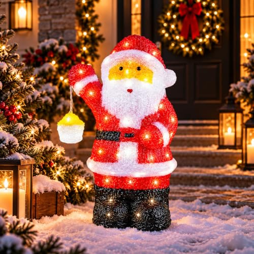 LED Weihnachtsmann Figur Weihnachtsbeleuchtung IP44 Acryl 80 LEDs H46cm
