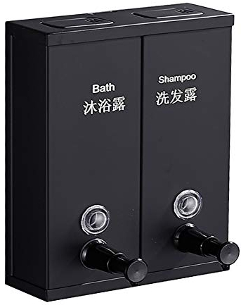 YHSGY Schwarzer Doppelkopf-Seifenspender Aus Edelstahl 304 Für Hotels, Wandmontierter Seifenspender 1500Ml Handseifenflaschenspender