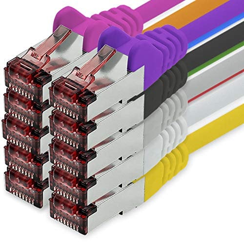1CONN Cavo di Rete Cat6 0,5m 10 Colori Cavo Patch LAN Cat 6 Cavo di Rete LAN Sftp Pimf Lszh Rame 1000 Mbit s