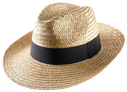 Classic Italy - Chapeau Fedora Paille Large Bord, Homme ou Femme Classic Fedora Paille Large - Taille 64 cm - Naturel