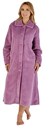 Slenderella Ladies Waffle Button Dressing Gown HC4327 Heather 2XL