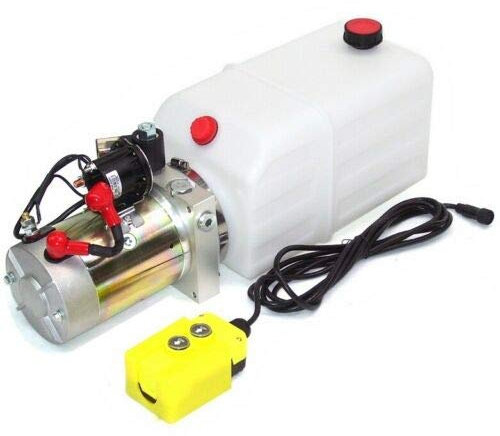 D&L Pompe hydraulique 56250 Réservoir de 5 l 12 V 2000 W Pompe camion benne AWZ Télécommande filaire, valve de retour intégrée