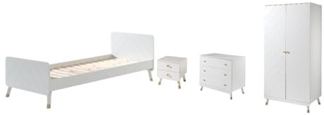 Vipack Billy Jugendzimmer Set 4-TLG. Best. aus: Bett 90 x 200 cm, Nachtkonsole, Kleiderschrank 2-TRG. und Schubladen Kommode