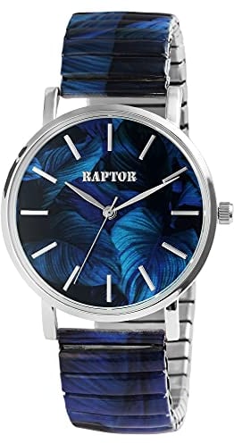 Raptor Colorful Edition Damen-Uhr Zugband Edelstahl Motiv Bunt Print Analog Quarz RA10205
