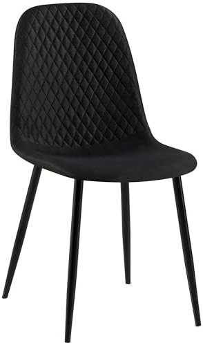 CLP Esszimmerstuhl Giverny gepolstert Samt, Stoffstuhl mit Ziernähten und Bodenschonern, Sessel belastbar bis 150 kg, Farbe:schwarz, Material:Stoff