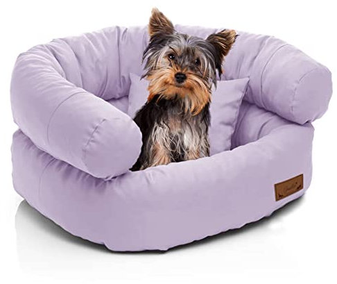 Juelle Kleinhund Hundebett - Kleinhundkissen, Abnehmbarer Bezug, maschinenwaschbar, flauschiges Bett, Hundesofa - Sessel York (50x40x30 cm, Flieder)