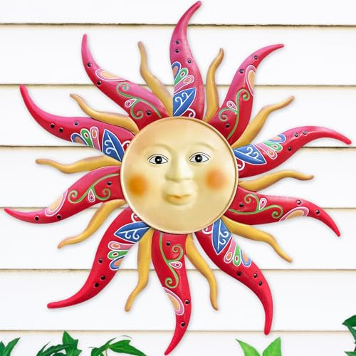 Daogtc Metallwanddekoration, 44 cm, rustikale Retro-Hängedekoration für drinnen und draußen, Metallskulptur für Zuhause, Garten, Bauernhof, Hof, Zaun, Wohnzimmer,