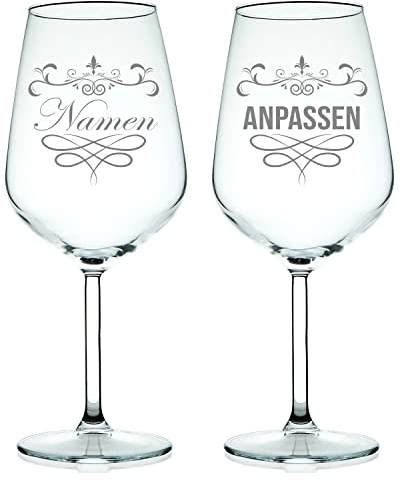 Weingläser mit Gravur 520ml | Geschenk für Paare | Weinglas mit Name für Hochzeit - Jahrestag | Weingeschenke personalisiert