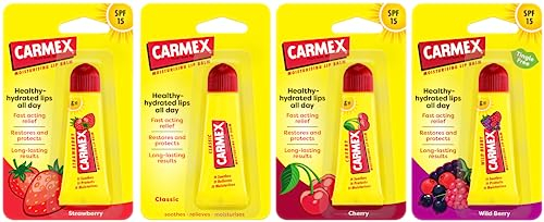 Carmex Original, Kirsche, Erdbeere und Minze, 4 Stück, gemischte Packung LSF15
