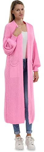 Malito Damen Strickmantel | schicker Cardigan | Moderne Wollmantel | Lange Strickjacke - Oberteil 3151 (rosa)