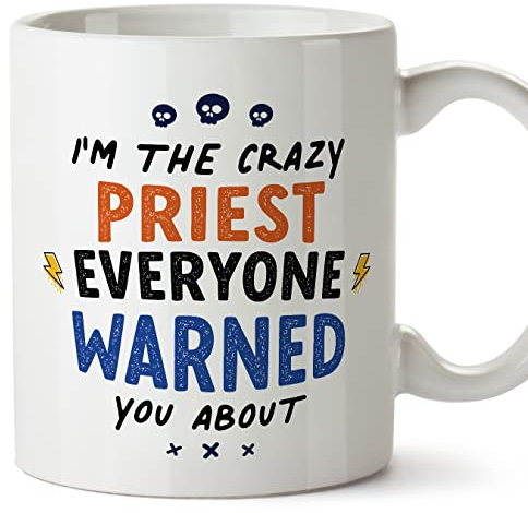 MUGFFINS Tazas para CURA hombre - En Inglés - Everyone warned you about - 11 oz / 330 ml - Regalo original y divertido