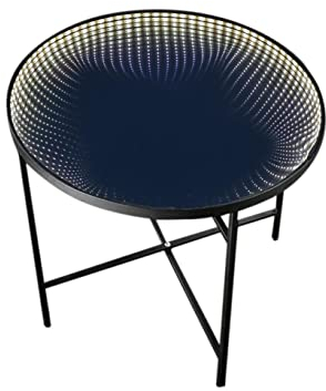MARELIDA LED Tisch Infinity Endlos Optik Infinity Spiegeltisch Beistelltisch (schwarz - rund)