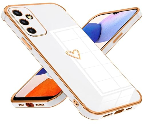 Keteen Handyhülle für Samsung Galaxy A14 5G Hülle Cute Herz Muster Mädchen Galvanisierte Kameraschutz Weich TPU Silikon Schutzhülle Ultra Dünn Case Stoßfeste Hülle für Samsung Galaxy A14 5G-Weiß