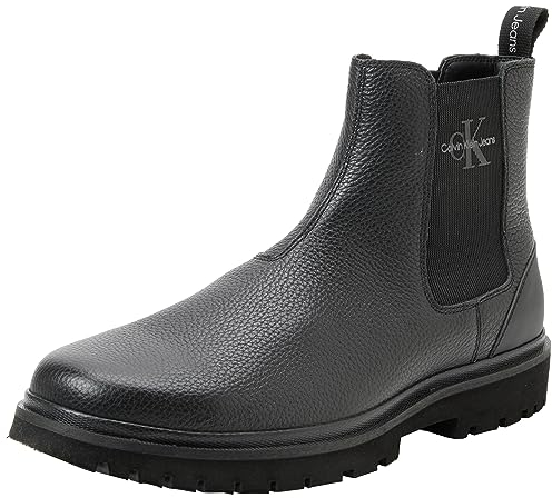 Calvin Klein Eva Mid Chelsea Stivale Lth, Uomo, Triplo Nero, 46 EU