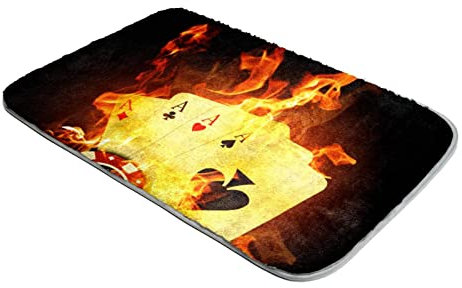 Shag Teppich Ultra Soft Plüsch Teppiche Kunstfell Teppiche Casino Poker Gelb Feuer