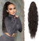 FESHFEN Ponytail Cheveux Naturel Cordon Ponytails Extension Longue Marron Noir Bouclée Ondulée Postiche Queue de Cheval Extension Synthétique Rajout Cheveux pour Femmes 65 cm