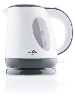 ETA Wasserkocher I Sofie I 2200 W I 1 Liter I 360° Sockel I Verdecktes Heizelement I STRIX-Kontaktsystem I Filtersieb I Automatische Abschaltung I Weiß