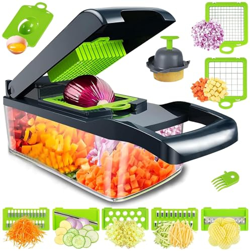 Mandoline coupe-légumes 15 en 1, mandoline en acier inoxydable, coupe-oignons, légumes manuel, râpe pour légumes, trancheuse multifonction, coupe-pommes de terre, râpe à concombre, hachoir à salade,