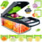 Tagliaverdure 15 in 1, affettatrice per verdure con acciaio inox, taglierina per verdure manuale, grattugia per verdure, tagliapatate, cetrioli, cipolla, aglio