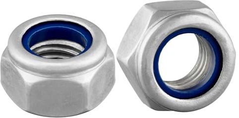 Sicherungsmutter DIN 985 / ISO 10511, Standard, niedrige Form, Edelstahl A2 / V2A, Stoppmutter, selbstsichernde Mutter (M10, 10 Stück)
