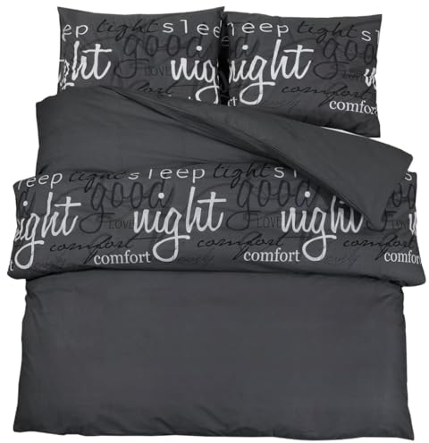 vidaXL Bettwäsche Set, Bettbezug in elegantem Look, Deckenbezug Kissenbezug mit verstecktem Knopfverschluss, Bettdeckenbezug Duvetbezug, Schwarz 140x200cm Baumwolle