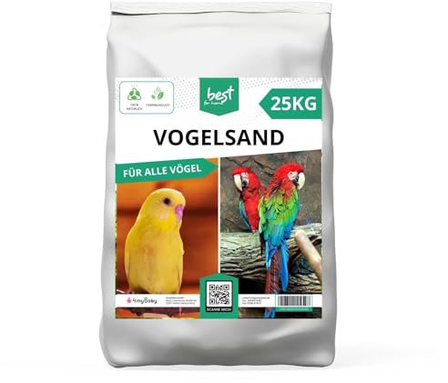 Best For Home Vogelsand | Vogelsand 25kg für Käfig | Quarzsand Vogelsand - Leicht zu dosieren und gleichmäßig zu verteilen | Papagei Sand Idealer Bodengrund für Käfige und Volieren