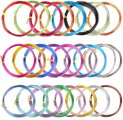 WENLISELL 125 Meters Coloured Crafting Wire 1mm, Aluminium Craft Wires, Thin Crafting Wire for DIY Handmade Jewellery Craft, Floral (25Roll, 5m/Roll)