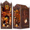 DIY Book Nook Kit, DIY Miniatur Puppenhaus Booknook Kit mit Sensorlicht und Möbeln, 3D Puzzle Holz Buchstütze, Modellbausätze für Erwachsene zum Bauen (Magische Bibliothek)