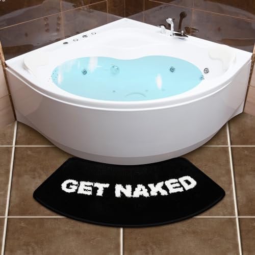 NAYAHOSE Curved Bath Mat 44x100cm, Get Naked Supersoft Curved Shower Mat, Absorbent Corner Bath Mat Carpet for Circular Shower Bathtub, Non Slip Corner Shower Mats Rug