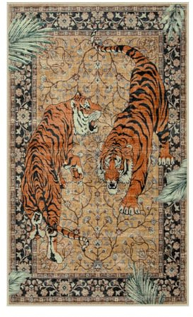Moynesa Tiger Waschbare Teppiche, 7,6 x 12,7 cm, rutschfest, Vintage, weich, Wohnzimmerteppich, Boho-Niederflor, schmutzabweisend, für den Innenbereich, für Küche, Schlafzimmer, Eingang, Kamel