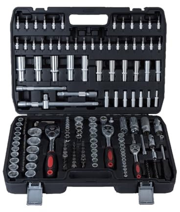Coffret de Douilles et Embouts 202 pièces, Ginour Coffret Douille Cliquet Set 1/2, 1/4, 3/8, CR-V Clé à Cliquet, Douilles, Embouts, Clés Hexagonales, Rallonges et Adaptateurs