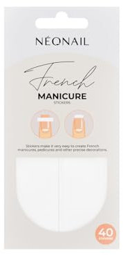 NÉONAIL French Manicure Stickers - 40 Stück - French Nails Schablone - French Maniküre Schablonen - Nagel Sticker - Nageldesign Zubehör - Nagelaufkleber Selbstklebend - 02 - Eckig