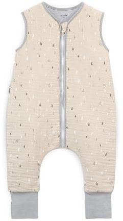 Ehrenkind® Musselin Schlafsack mit Füßen 2.5 TOG 100% Bio-Baumwolle Natur mit Tropfen | 70 cm | Oeko Tex zertifiziert