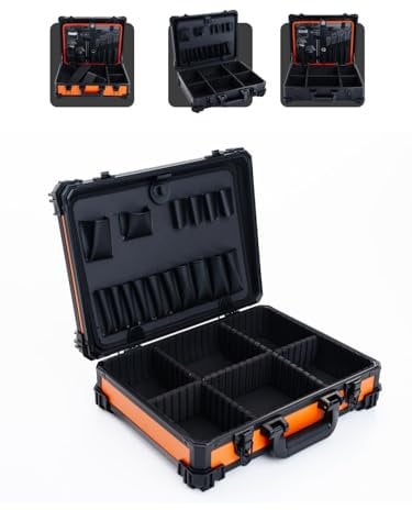 DEVLA Werkzeugkoffer leer, (S), (orange)- 39/29/12. [anpassbare Trennwände]. Stabile Werkzeugkiste, Organizer, Toolbox - Jetzt Modelle vergleichen